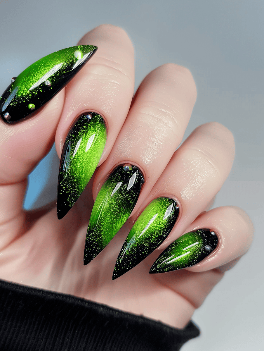 Holographic lime green and black