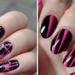 Hot Pink and Black Nail Art