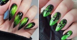 Lime Green and Black Nail