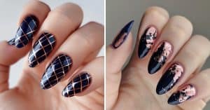 Navy and Rose Gold Nails