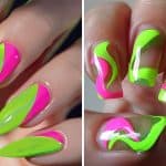 Neon Green and Pink Nail Art