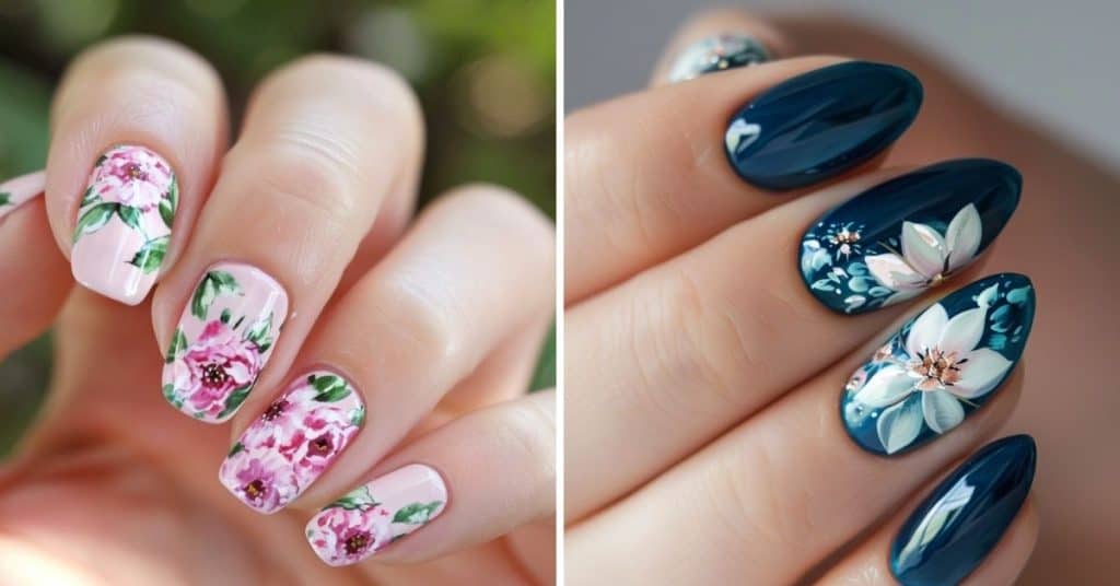 Prom Nail Inspo with Flowers