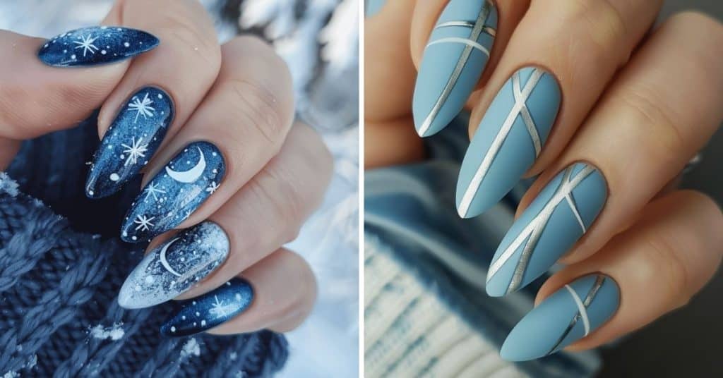 Silver and Blue Winter Nail