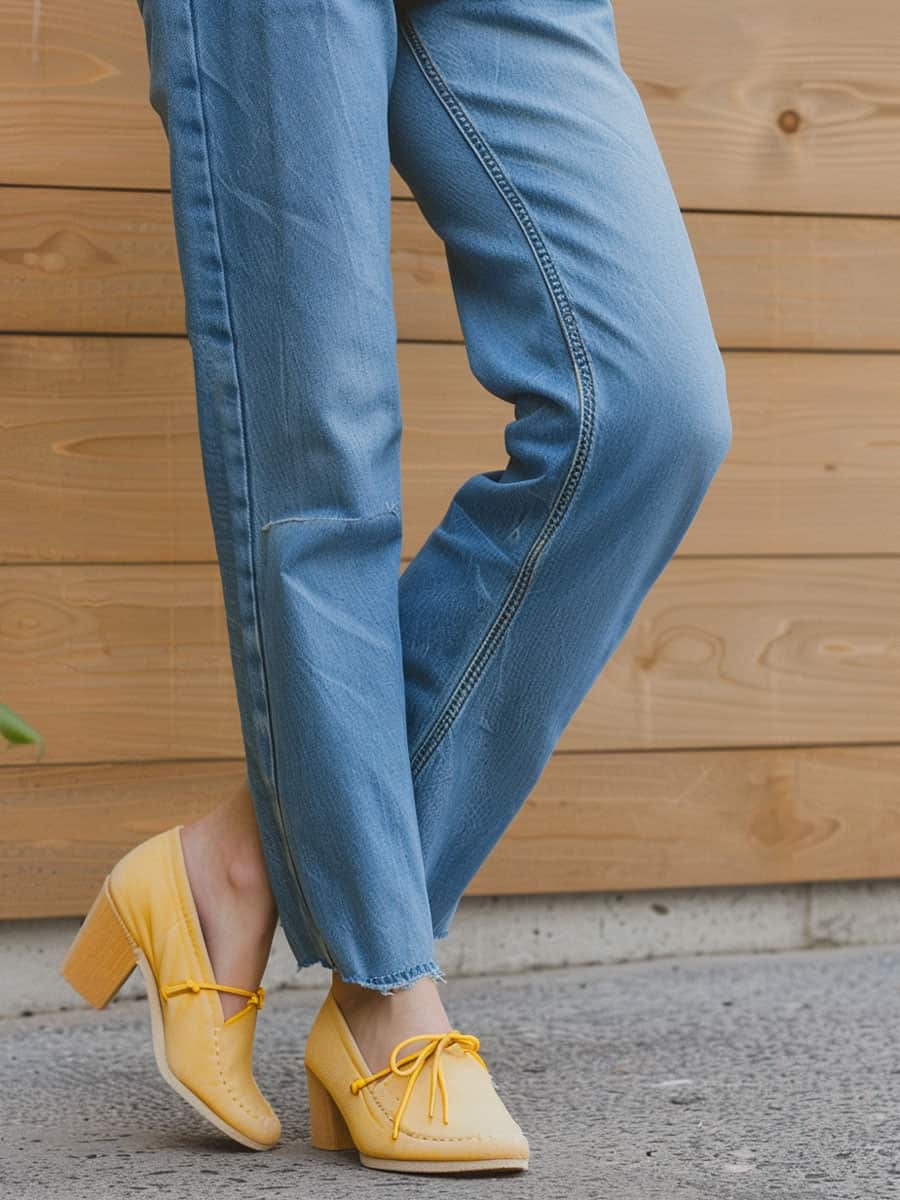 Woman wearing jeans and yellow flats