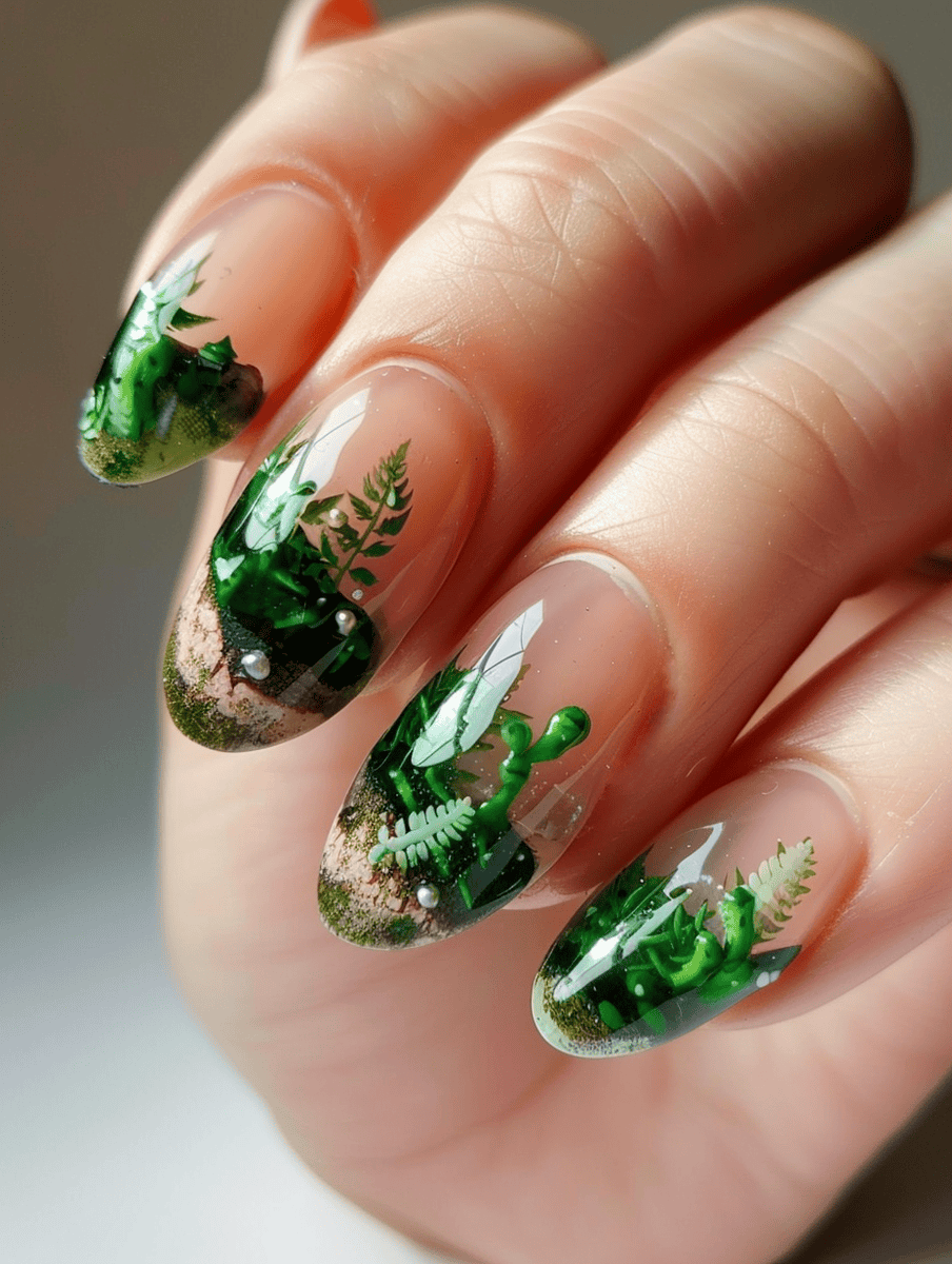 nail design. terrarium inspired nail art