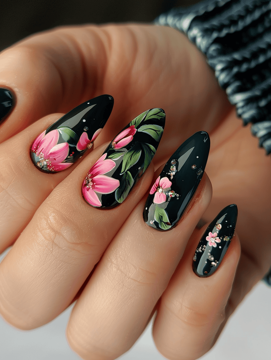 pink blossoms and green leaves