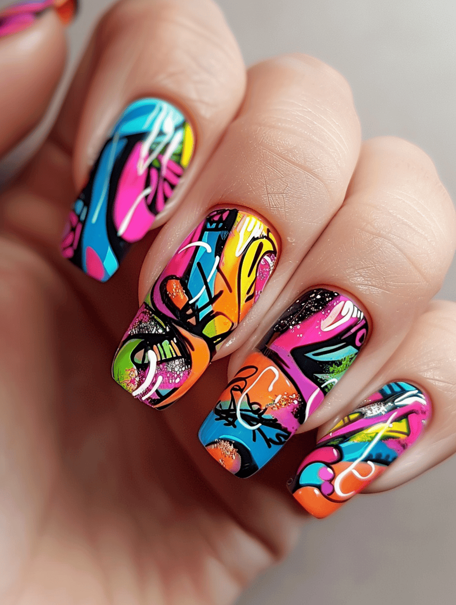 abstract graffiti swirls in bold colors