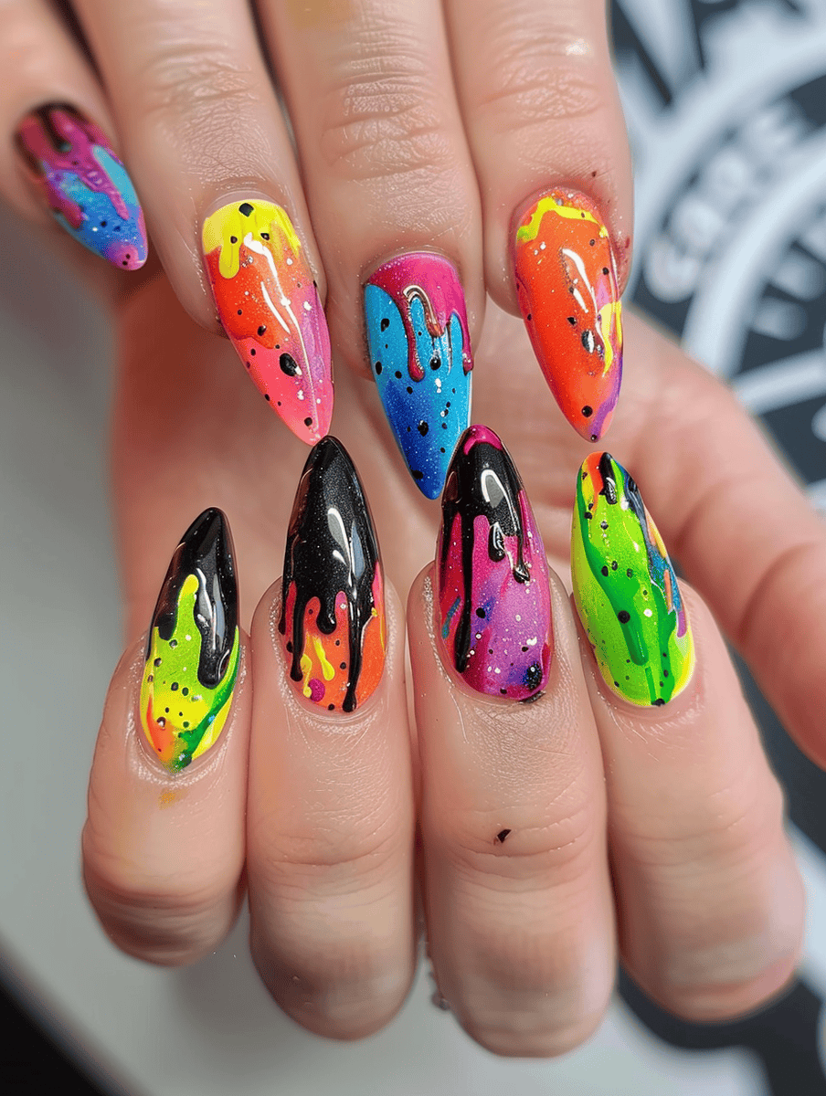 dripping paint effect in rainbow hues