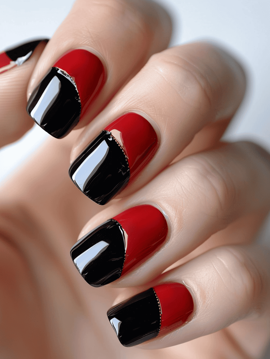 Red nails with thick black tips