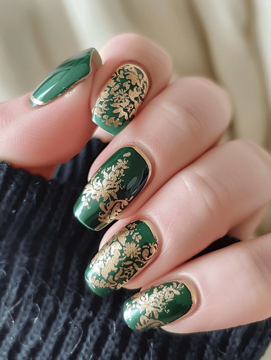 Emerald green with gold stamping