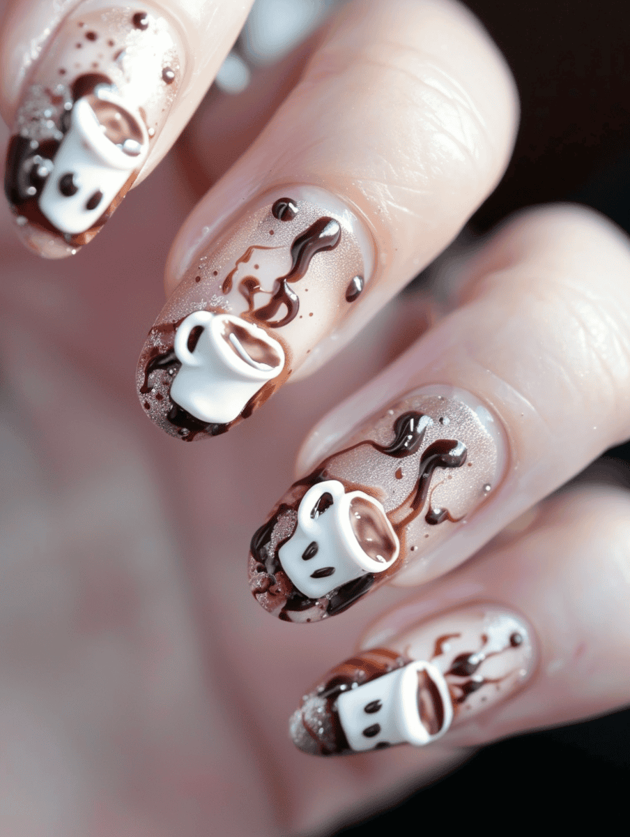 Coffee cup charms on mini nails