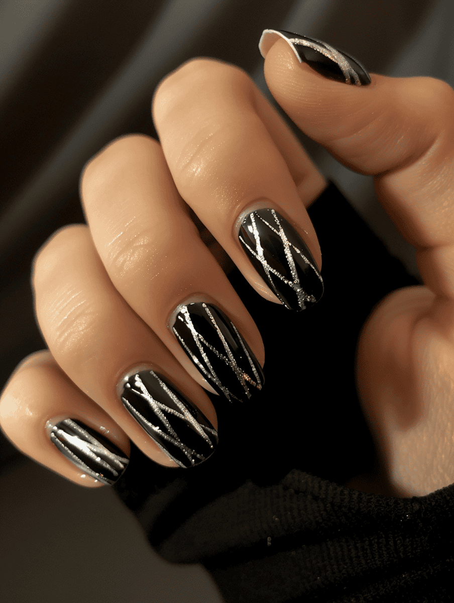 Black base with silver stripes