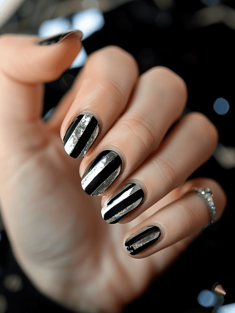 Silver and black vertical stripes