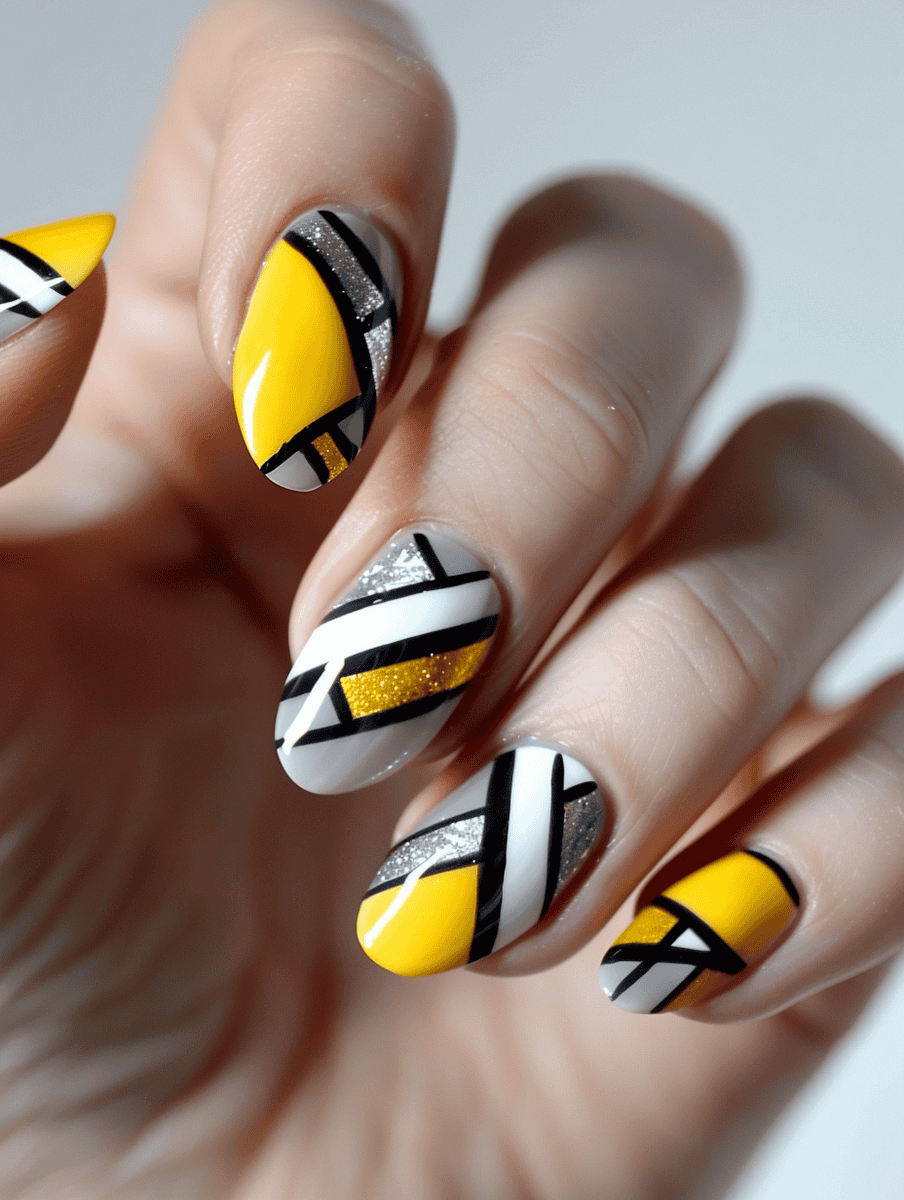 Grey and yellow geometric patterns