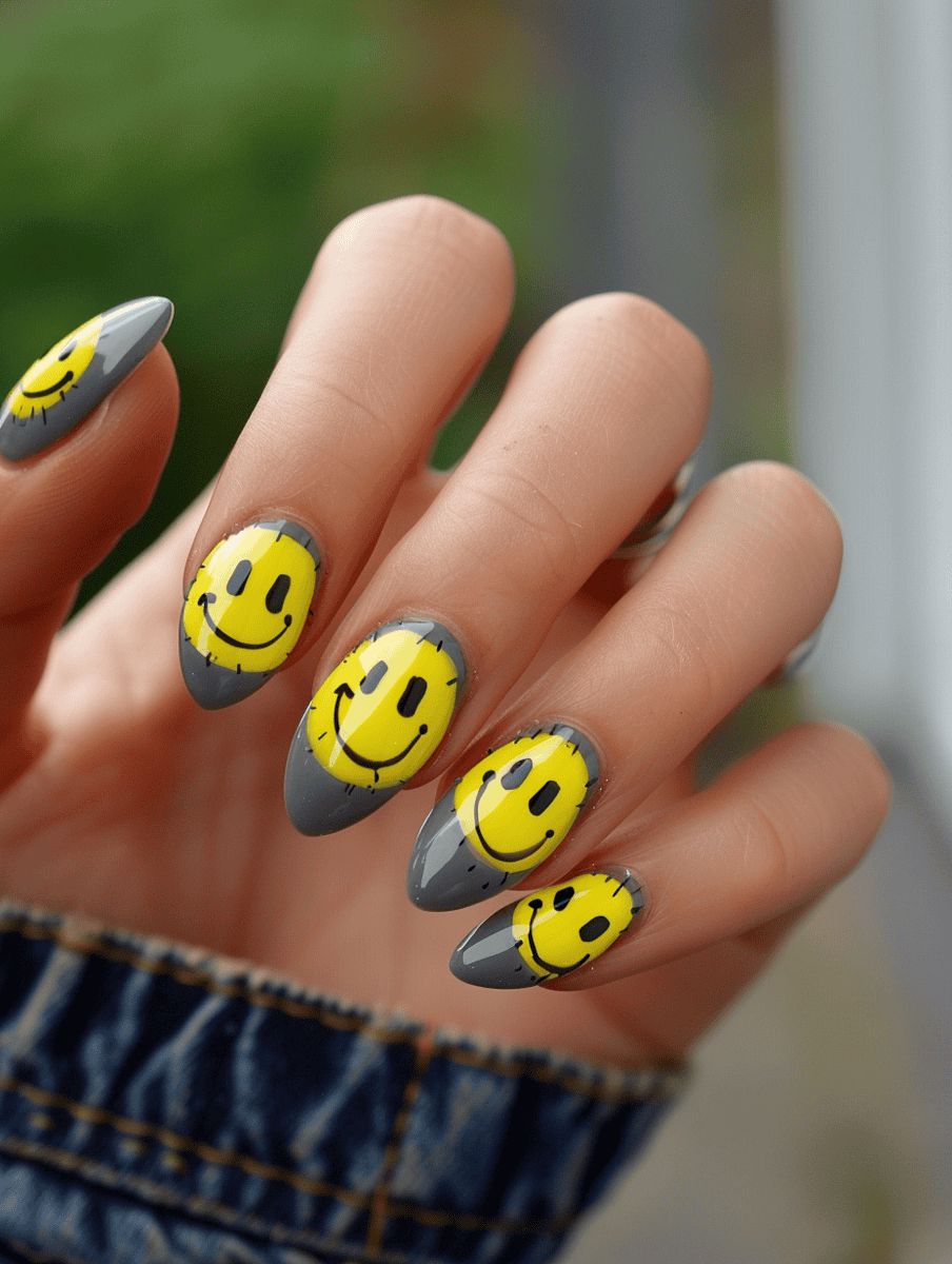 Yellow smiley faces on grey base