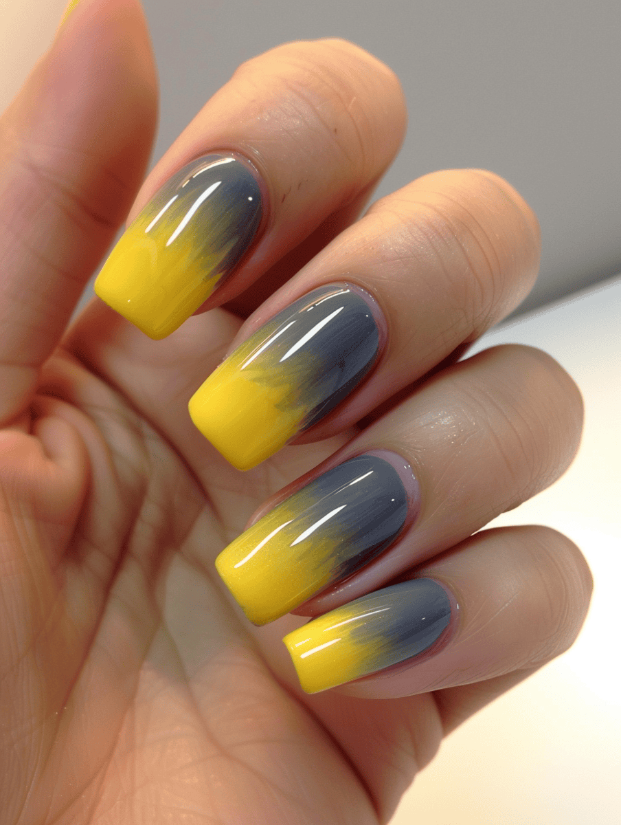 Grey and yellow ombre nails
