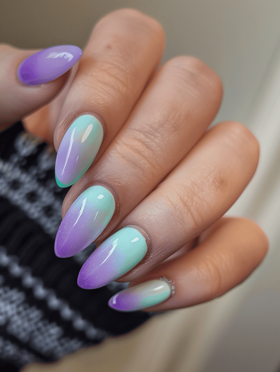 Lavender and mint ombre effect