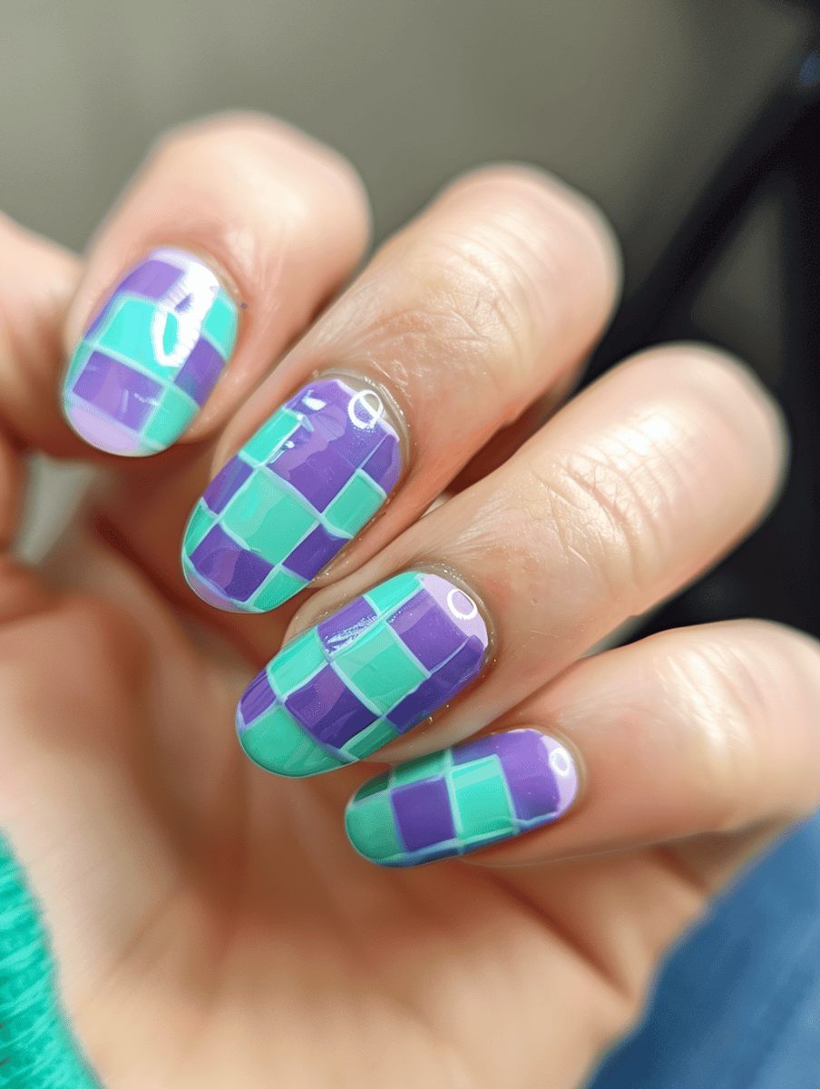 Lavender and mint checkerboard pattern