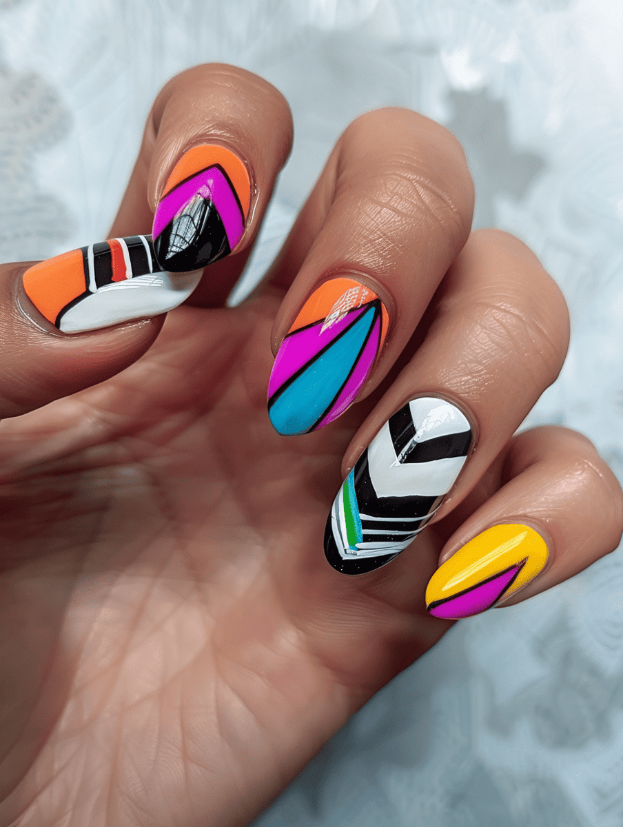 abstract nail art with chevron chic