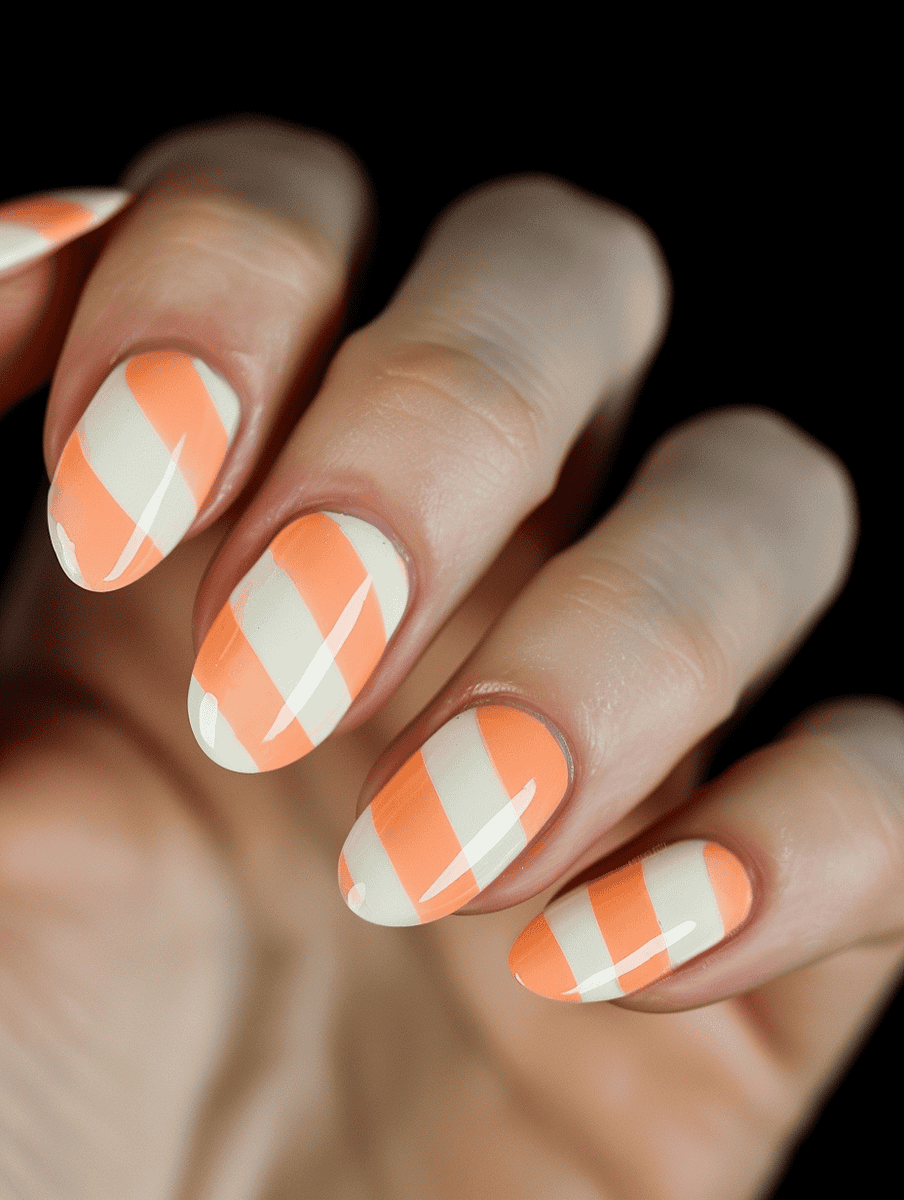 Alternating peach and cream stripes