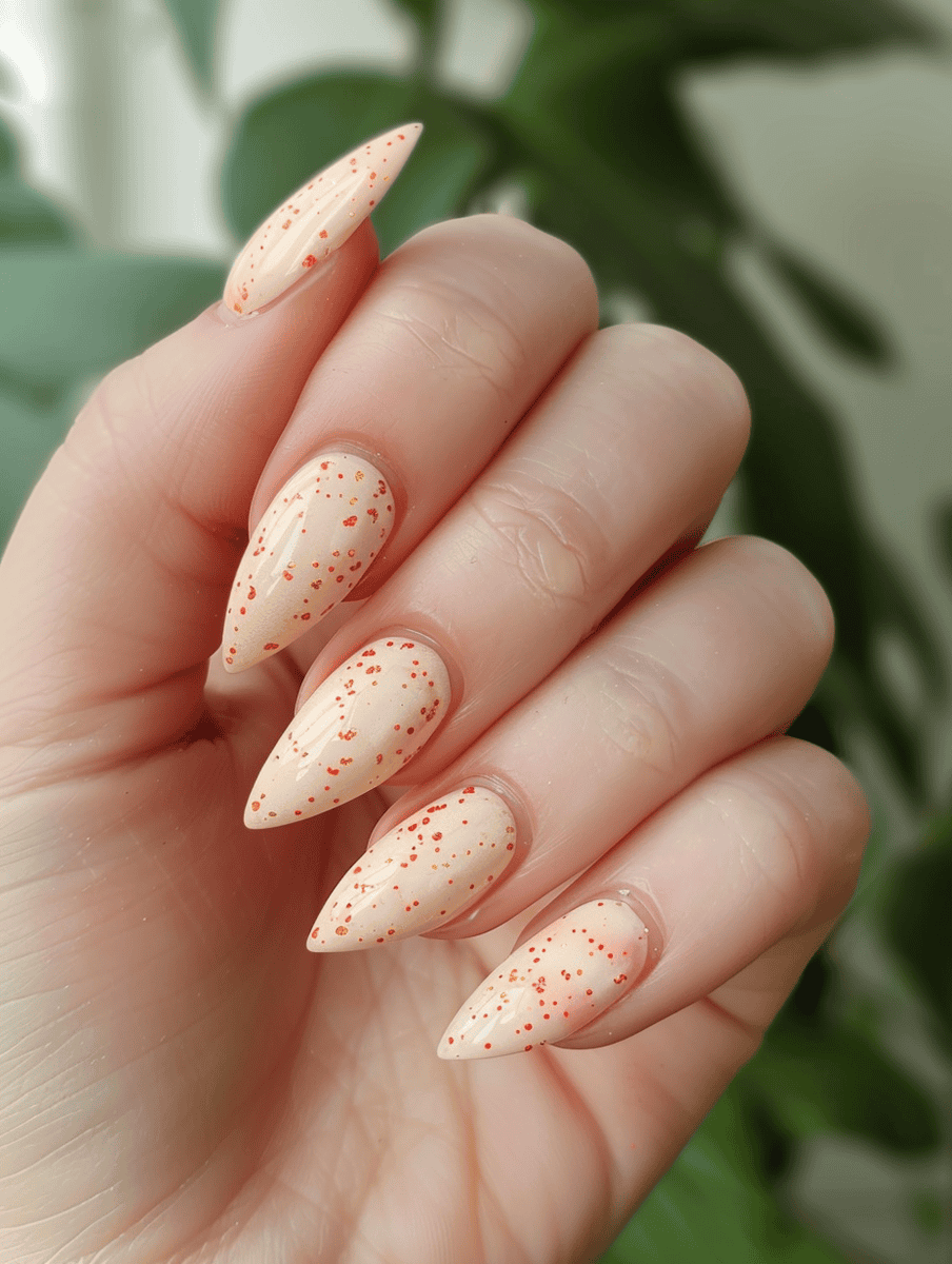 Cream base with peach speckles