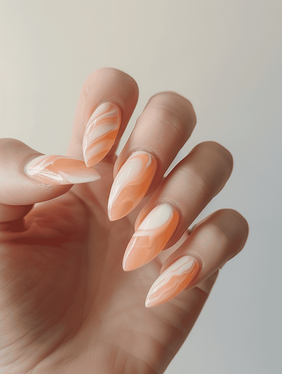 Peach and cream marbled effect