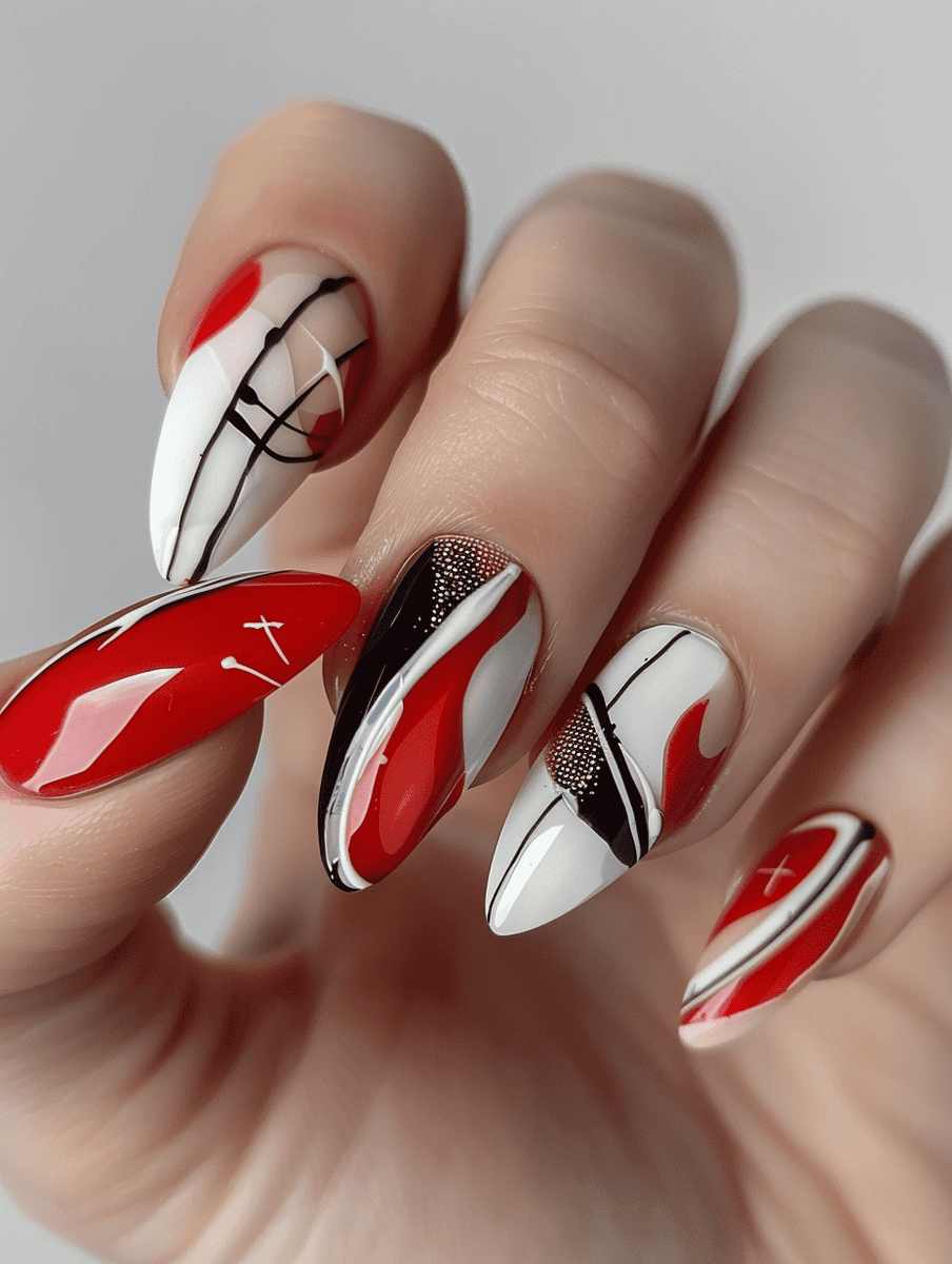 nail art design. Futurism inspired with Dynamic lines